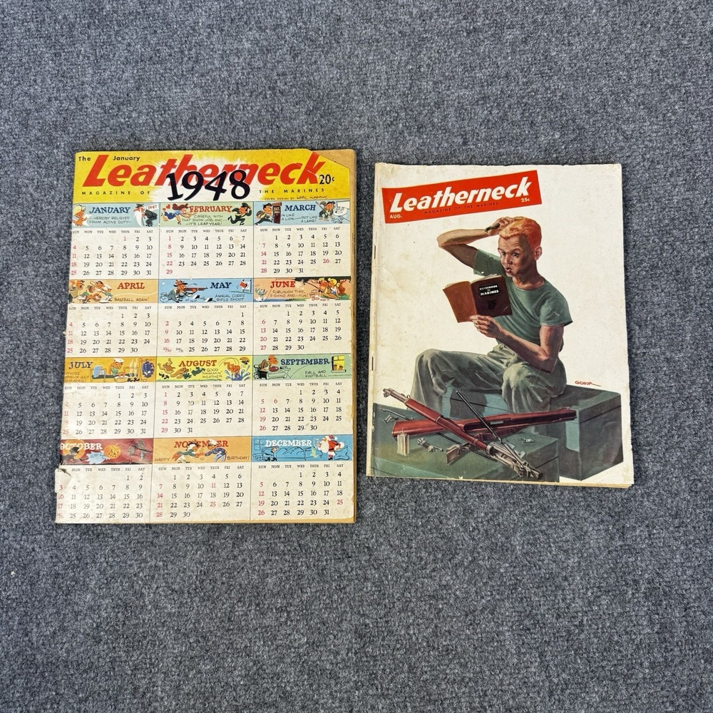 Vintage Leatherneck Magazine (2) USMC Marine Corps WW2 Era Ephemera 1940s